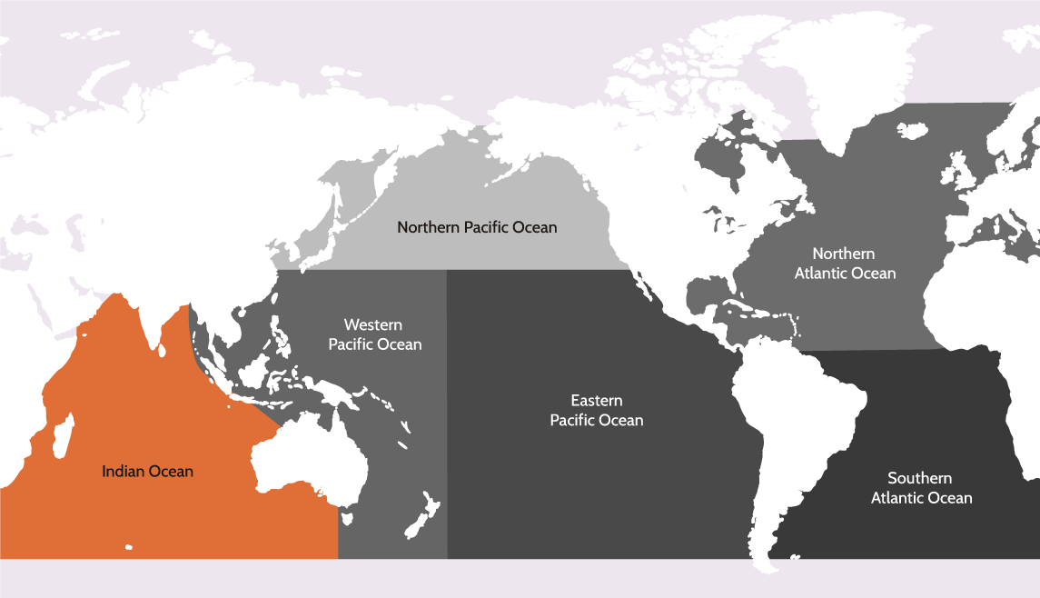 a map highlighting the Indian Ocean