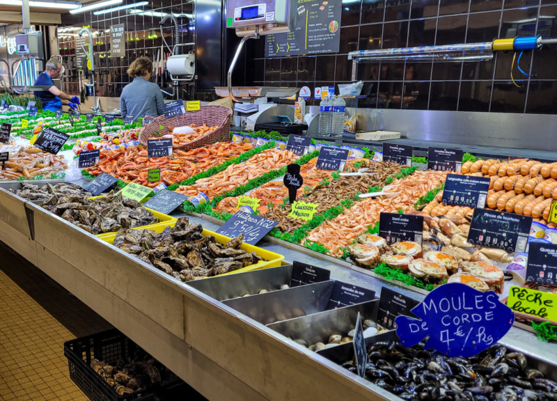 Fish counter at a market